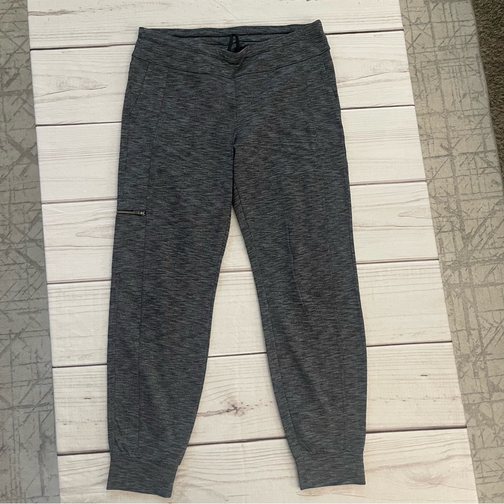 Athleta Gray Track Pants with Elastic Cuffs and Tapered Leg